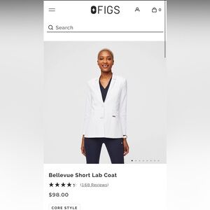 Figs short white coat size S